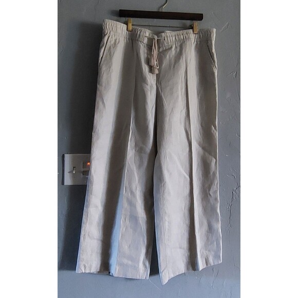 Loft Ann Taylor Pants Women Size 14,100% Linen,Straingh Legs,Beige,36 Inch Waist - Picture 3 of 9
